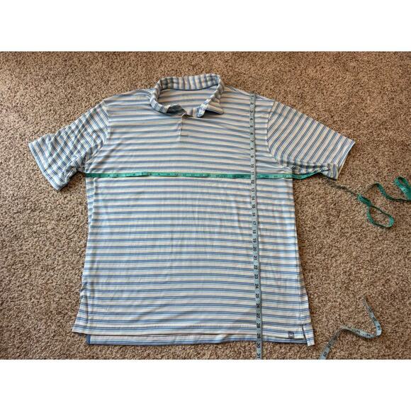 Peter Millar Polo size XL; Striped Green, white & Yellow; Performance Material - Picture 3 of 11
